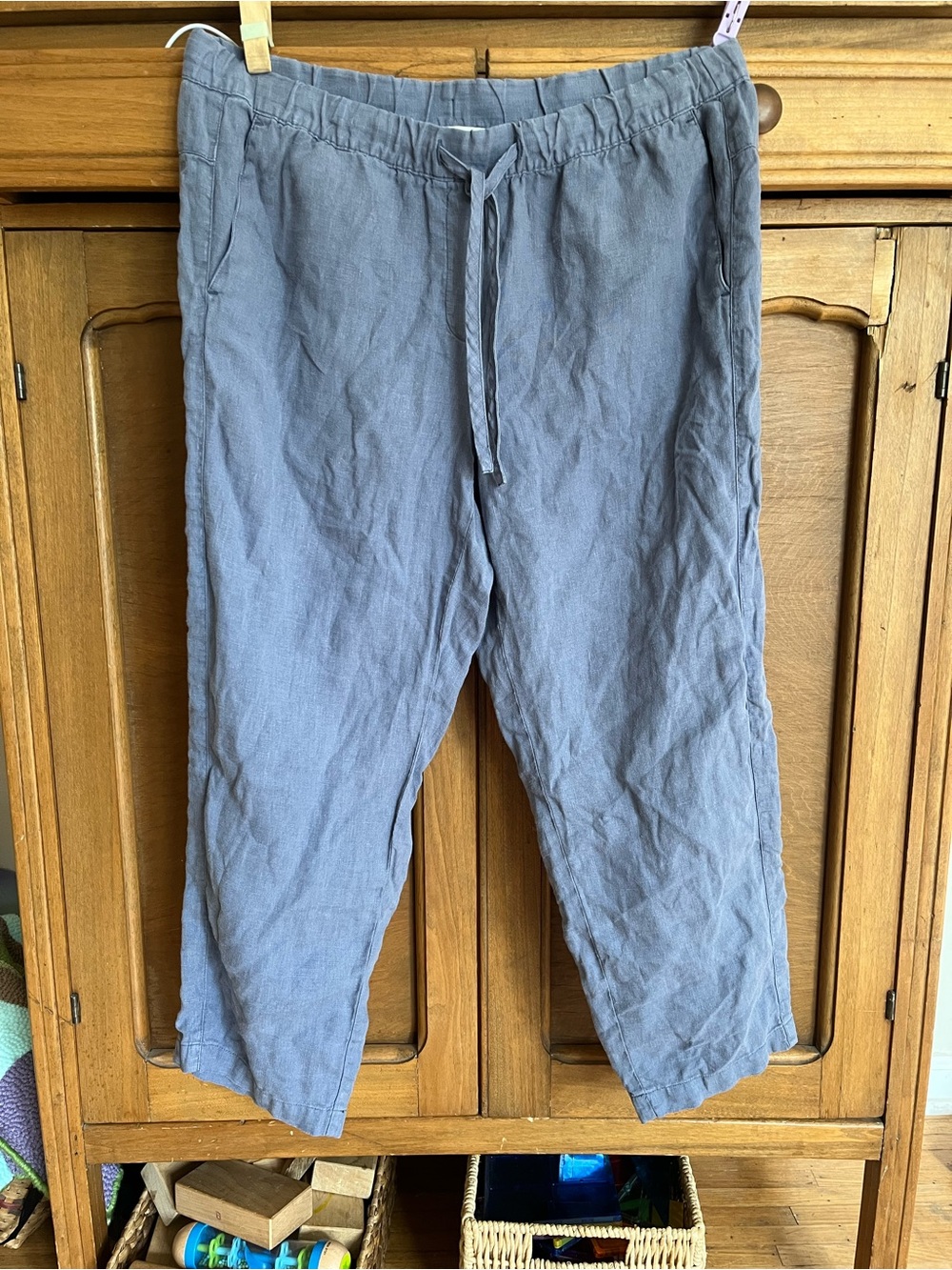 Pure Jill 100% linen cropped drawstring pants medium